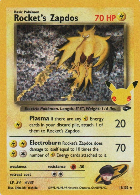 画像1: 〔状態A-〕R団のサンダー 海外版 英語版 25th Rocket's Zapdos (1)